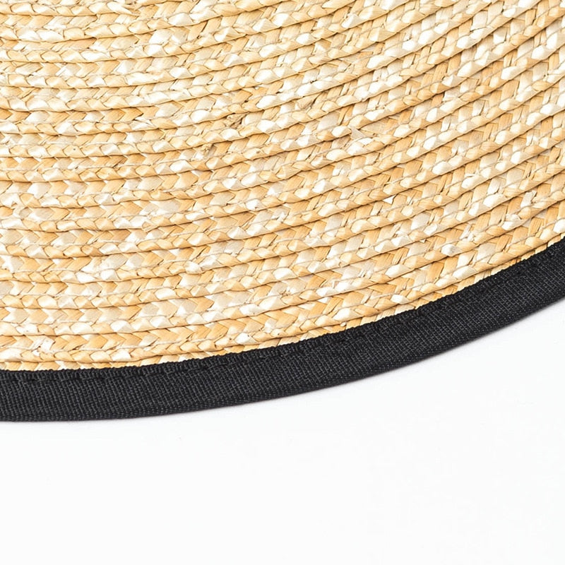 Boho Hat, Sun Hat, Beach Hat, Wide Brim Straw Hat 10 cm, Black Ribbon
