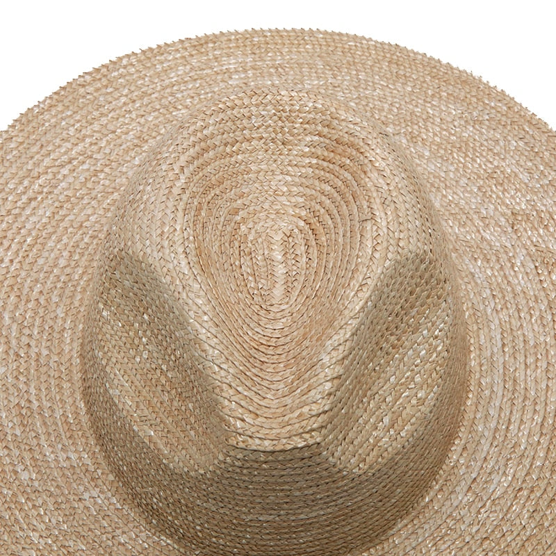 Boho Hat, Sun Hat, Beach Hat, Straw Jazz Hat, Beige, Pink