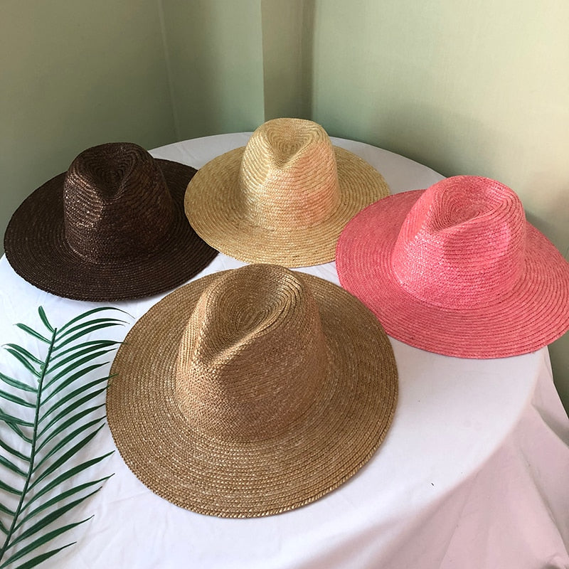 Boho Hat, Sun Hat, Beach Hat, Straw Fedora, Jazz Hat, Julieta in Brown, Beige and Pink