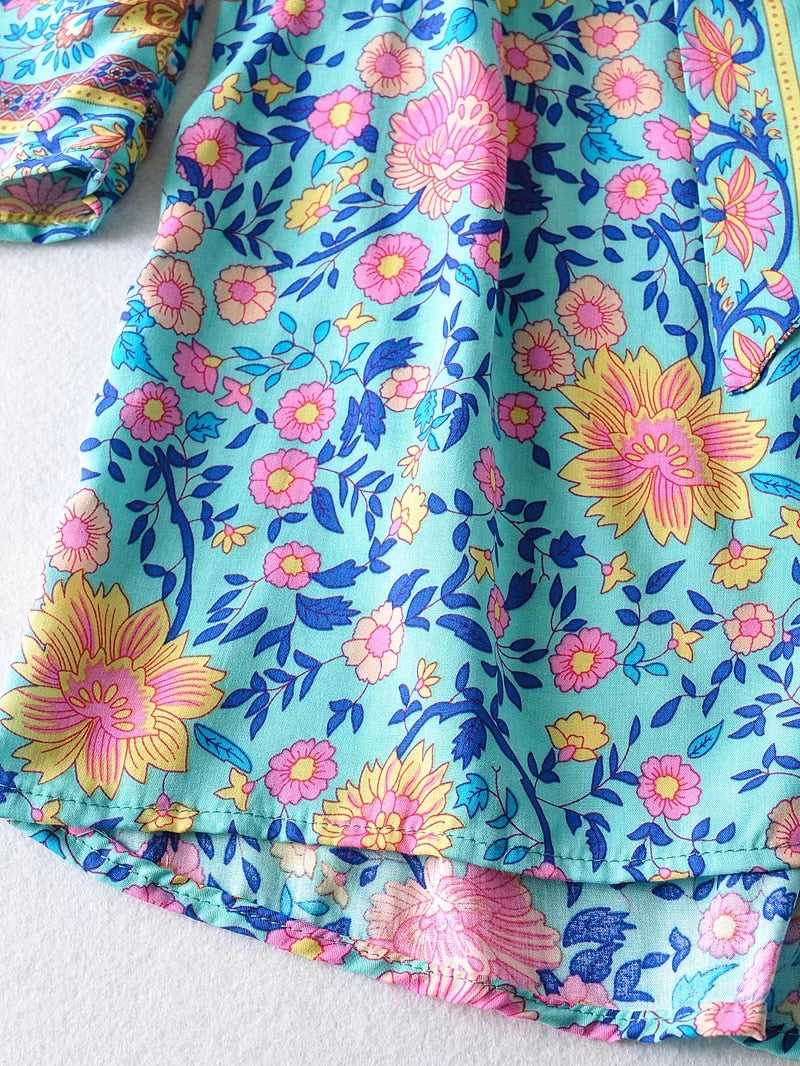 Boho Jumpsuit, Boho Romper, Playsuit, Blue Wild Flower