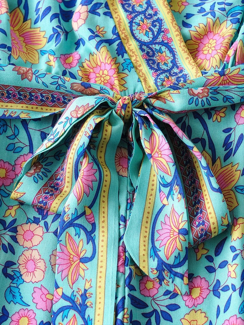 Boho Jumpsuit, Boho Romper, Playsuit, Blue Wild Flower