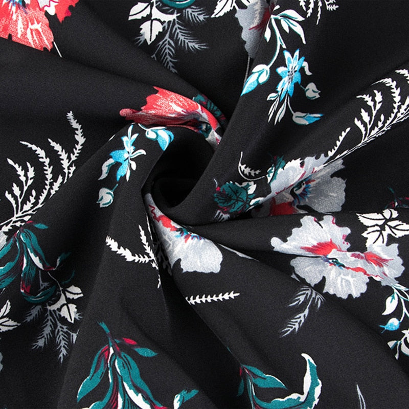 Boho Mini Dress Black Luna Floral Dress