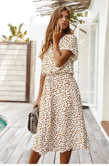 Boho Midi Dress,  Sundress, Quinn Polka Dot in White