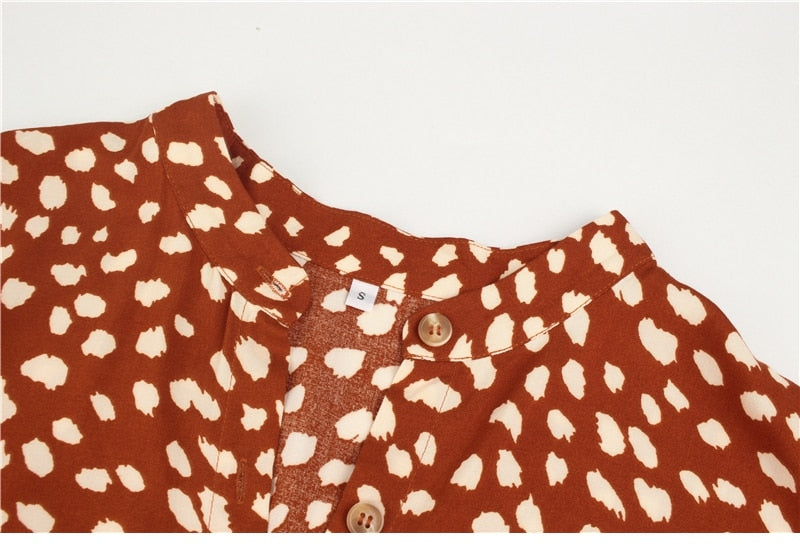 Boho Midi Dress,  Sundress, Quinn Polka Dot in Orange Brick