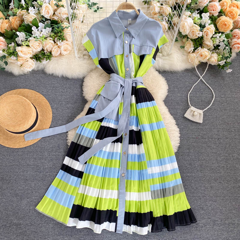 Vintage Dress, Boho Midi Dress, Dress, Pleted Drees Green Neon