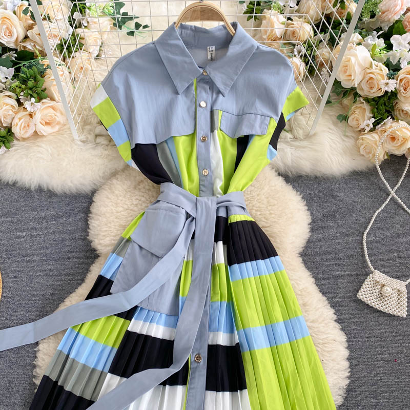 Vintage Dress, Boho Midi Dress, Dress, Pleted Drees Green Neon