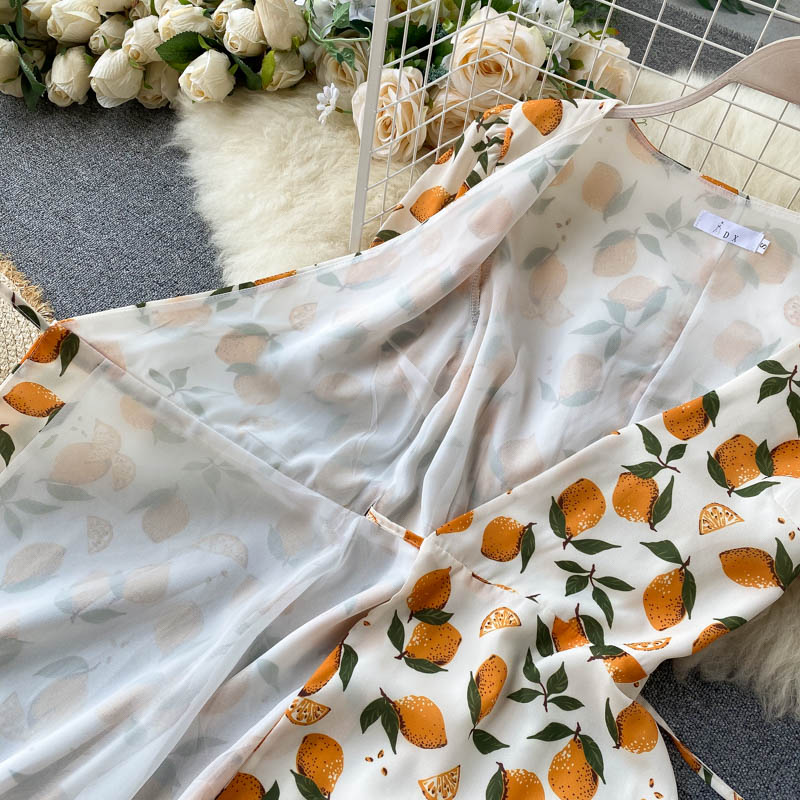 Vintage Dress, Boho Midi Dress, Dress, Retro Yellow Lemon Garden