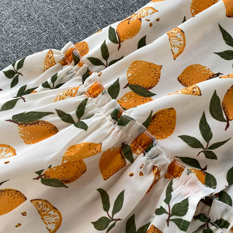 Vintage Dress, Boho Midi Dress, Dress, Retro Yellow Lemon Garden