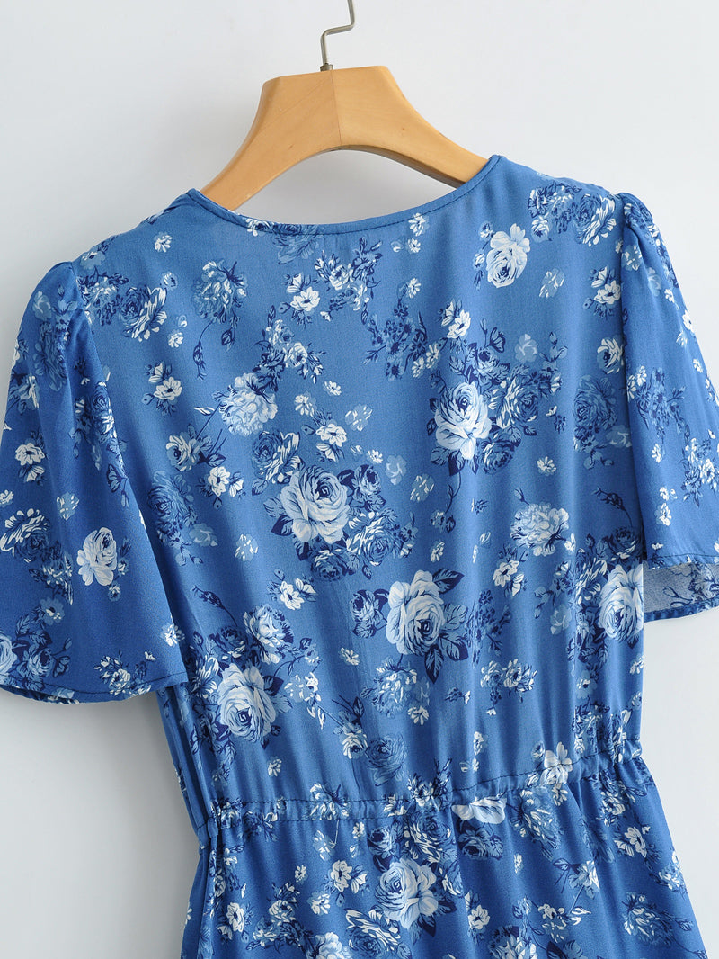 Boho Mini Dress Sundress, Vacation in Blue Sea