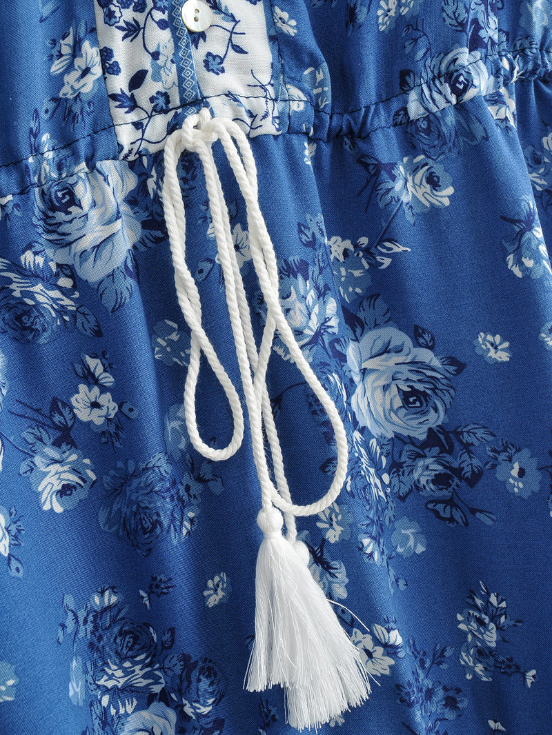 Boho Mini Dress Sundress, Vacation in Blue Sea