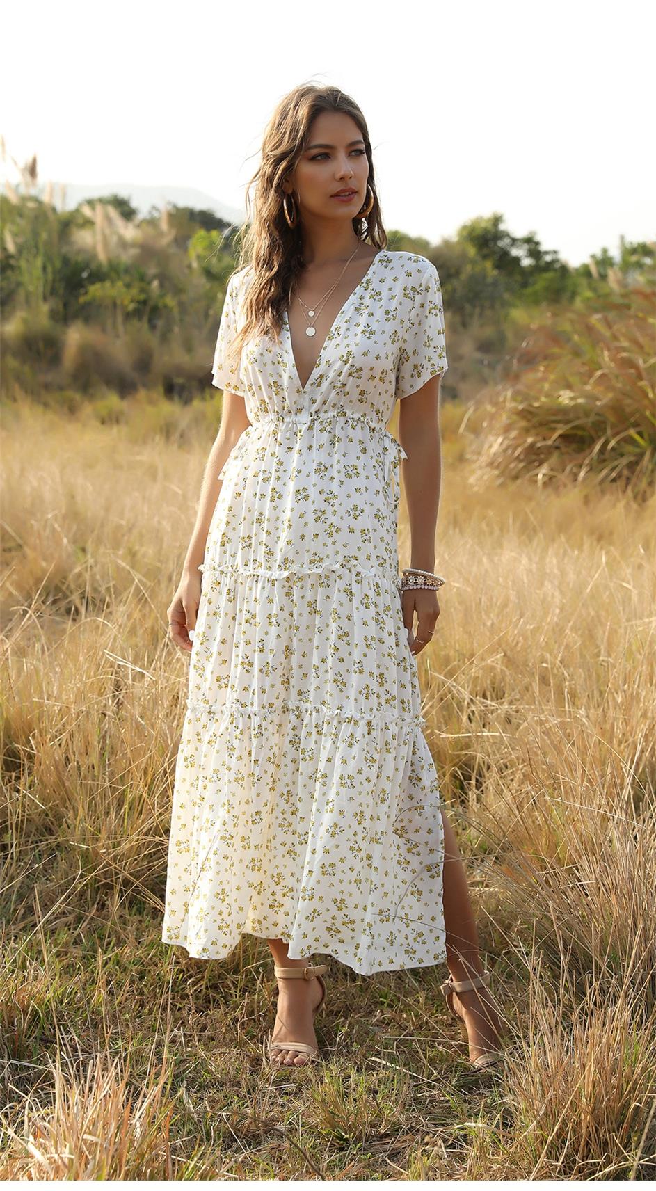 Boho Maxi Dress, Sundress, Serenity in White