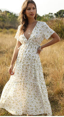 Boho Maxi Dress, Sundress, Serenity in White