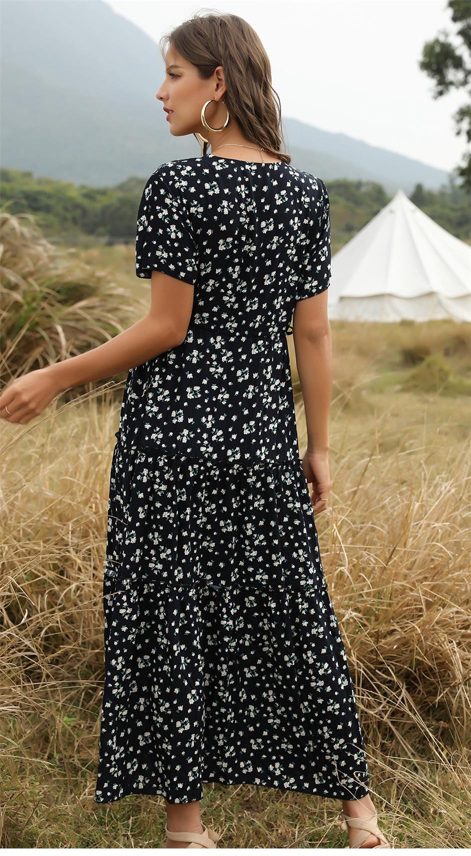 Boho Maxi Dress, Sundress, Serenity in Navy Blue