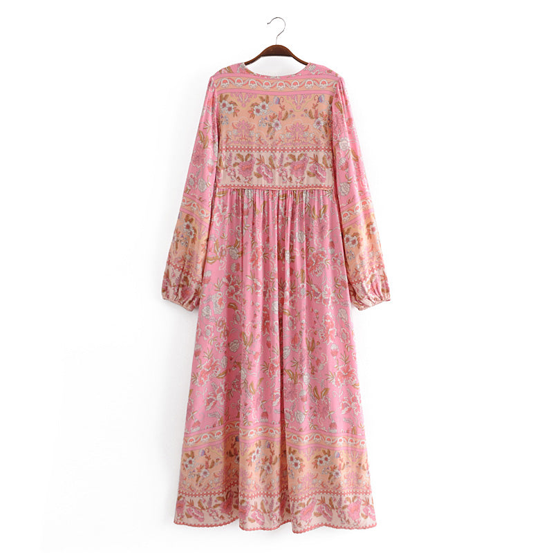 Gown Dress, Boho Maxi Dress, Loose Dress, Carina Rose in Pink