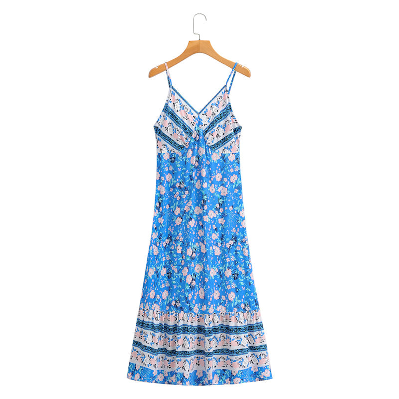 Boho Mini Dress Strappy Sundress, Blue Gypso