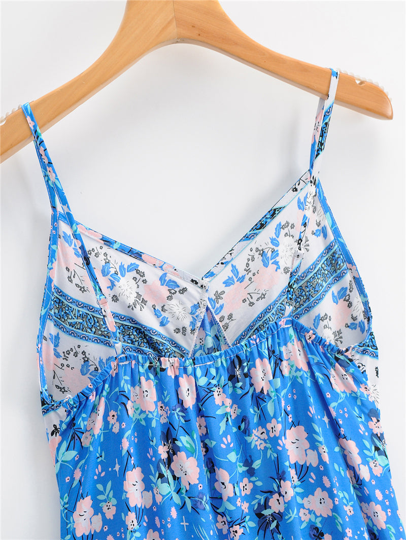 Boho Mini Dress Strappy Sundress, Blue Gypso