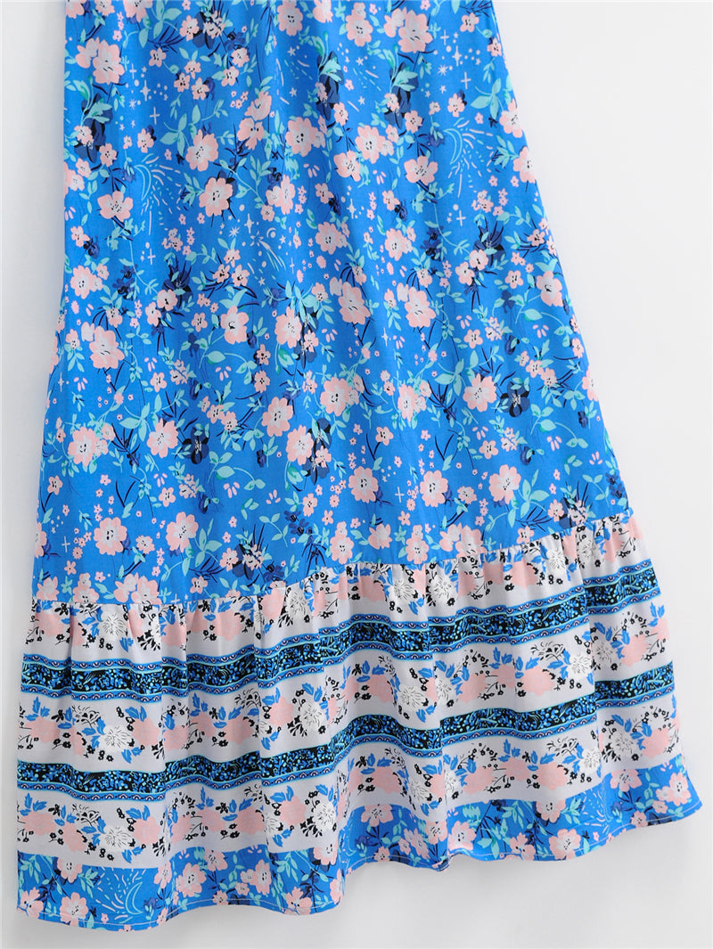 Boho Mini Dress Strappy Sundress, Blue Gypso