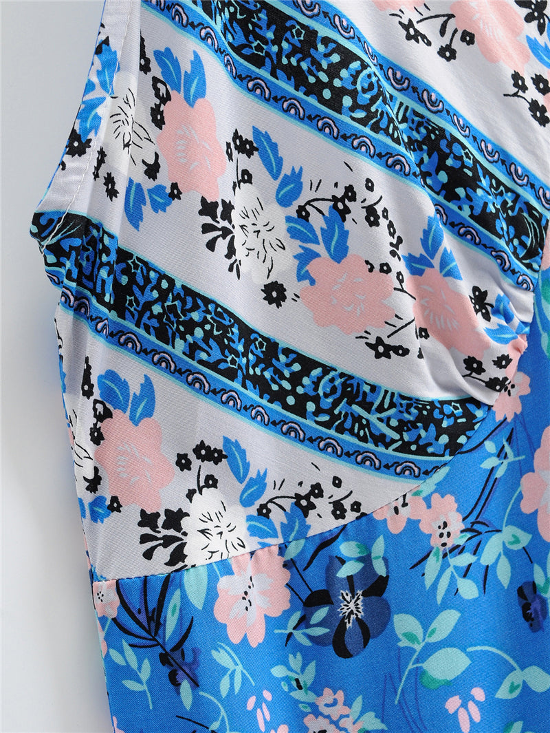 Boho Mini Dress Strappy Sundress, Blue Gypso