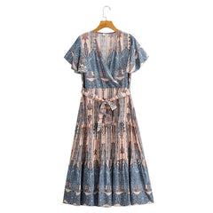 Boho Midi Dress, Sundress, Blue Jade Ethic