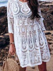Boho Boho Mini Dress, Beach Dress, Cover up Dress, Cover up Dress,, White Lace Maya