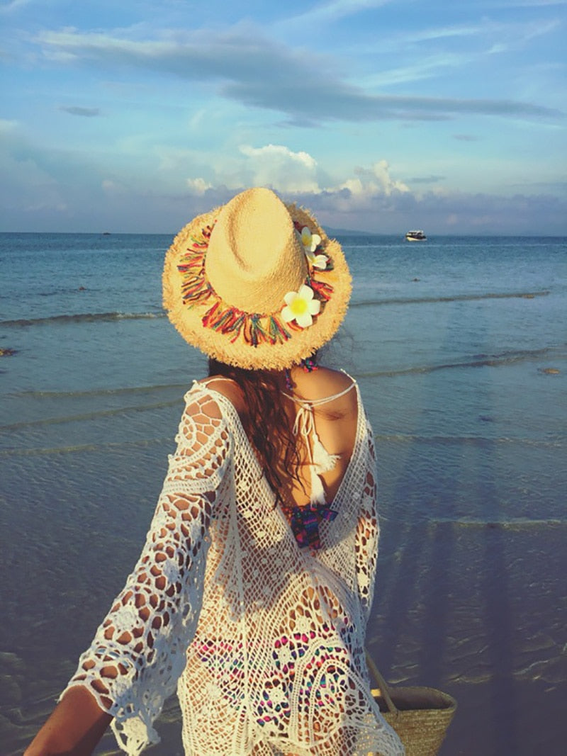 Boho Boho Mini Dress, Beach Dress, Cover up Dress, Cover up Dress,, White Lace Ivy
