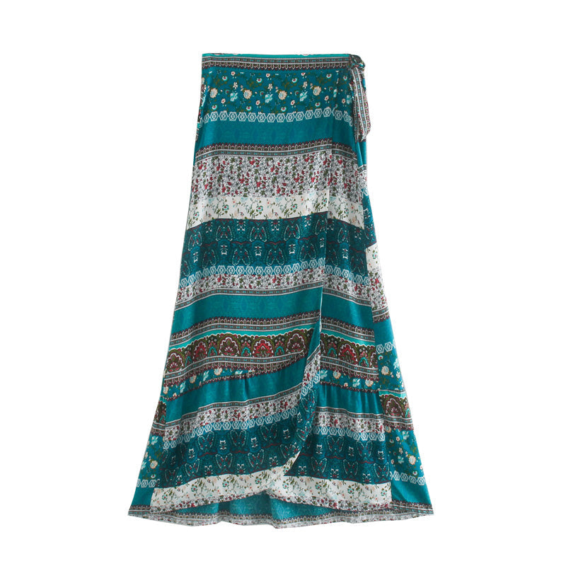 Boho Two Piece Set, Two Piece Skirt Set, Wild Boho Tassel in Green