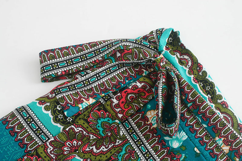 Boho Two Piece Set, Two Piece Skirt Set, Wild Boho Tassel in Green
