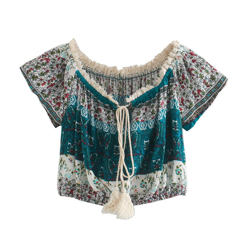 Boho Two Piece Set, Two Piece Skirt Set, Wild Boho Tassel in Green