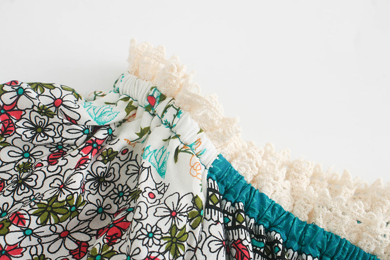 Boho Two Piece Set, Two Piece Skirt Set, Wild Boho Tassel in Green