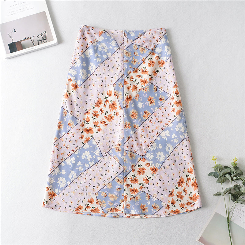 Boho Skirt, Hippie Skirts, Midi Skirt, Retro Gypso Yellow and Pink