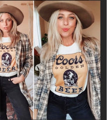 Boho t Shirts, Vintage t Shirt, Gold Beer