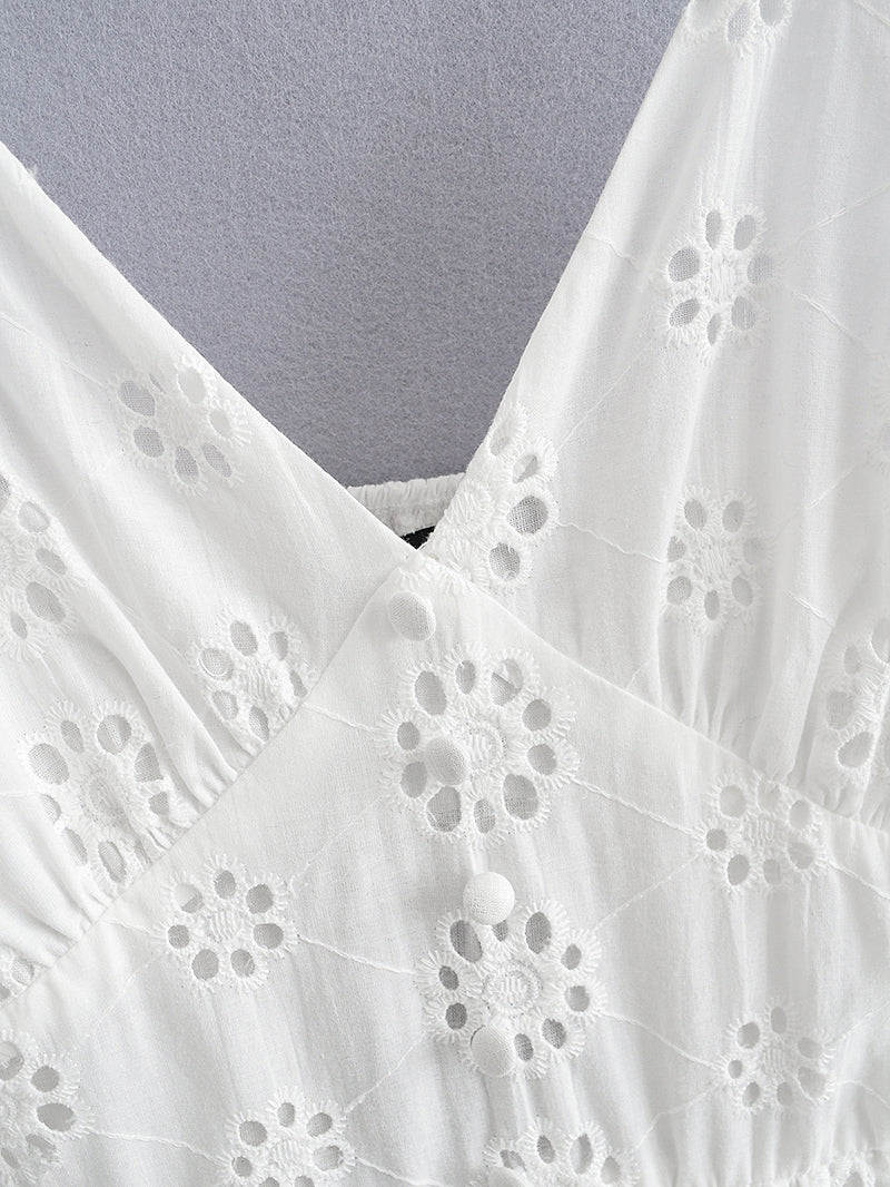 Boho Mini Dress Strappy, Embroidered Dress, Vintage White Lace Harper