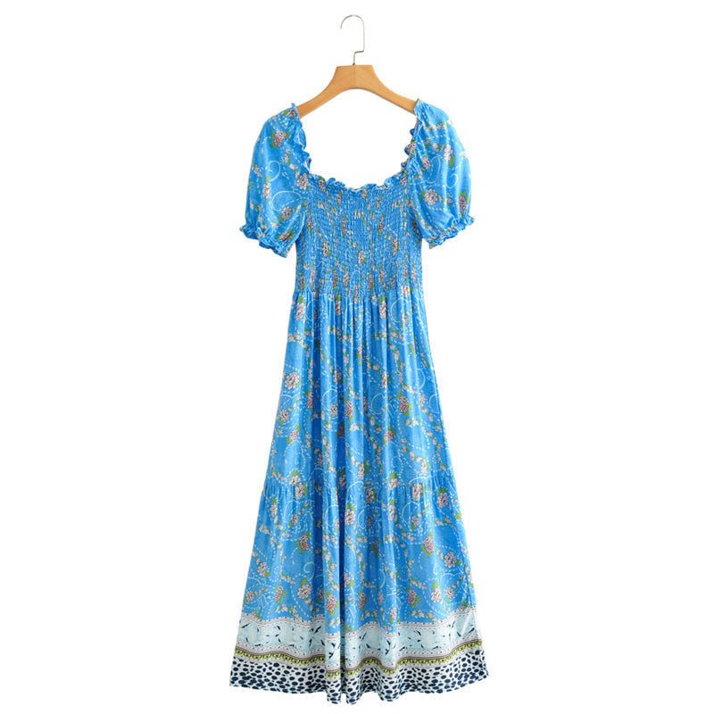 Boho Maxi Dress, Sundress, Blue Amary