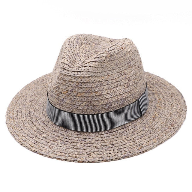Boho Hat, Sun Hat, Beach Hat, Raffia Grass Fedora Jazz Hat, Mia Black Caramel