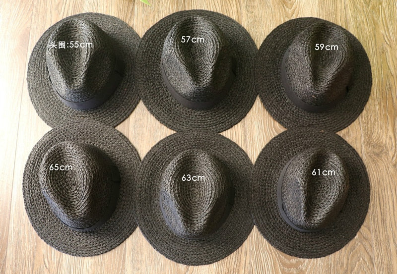 Boho Hat, Sun Hat, Beach Hat, Raffia Grass Fedora Jazz Hat, Mia Black Caramel