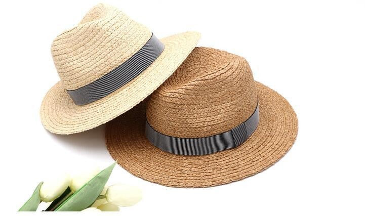 Boho Hat, Sun Hat, Beach Hat, Raffia Grass Fedora Jazz Hat, Mia Black Caramel