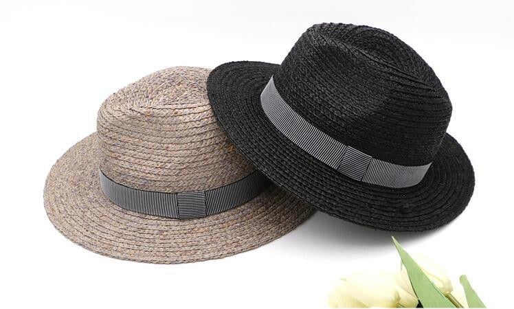 Boho Hat, Sun Hat, Beach Hat, Raffia Grass Fedora Jazz Hat, Mia Black Caramel
