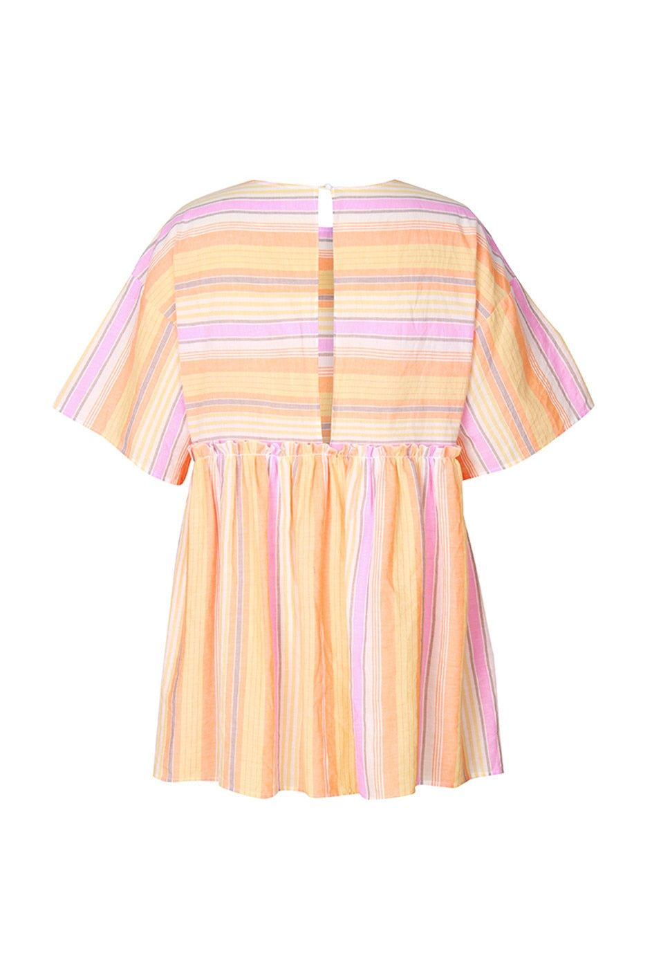 Boho Mini Dress  Sundress, Cotton Stripe in Pink