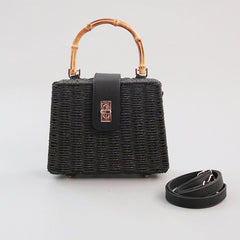 Boho Bag, Woven Straw Handbag, Rattan Maya Bamboo