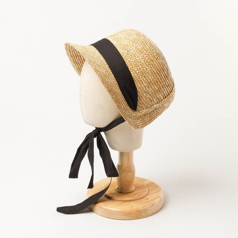 Boho Hat, Kid Hat, Sun Hat, Little Girl Hat, Charlotte Black Ribbon