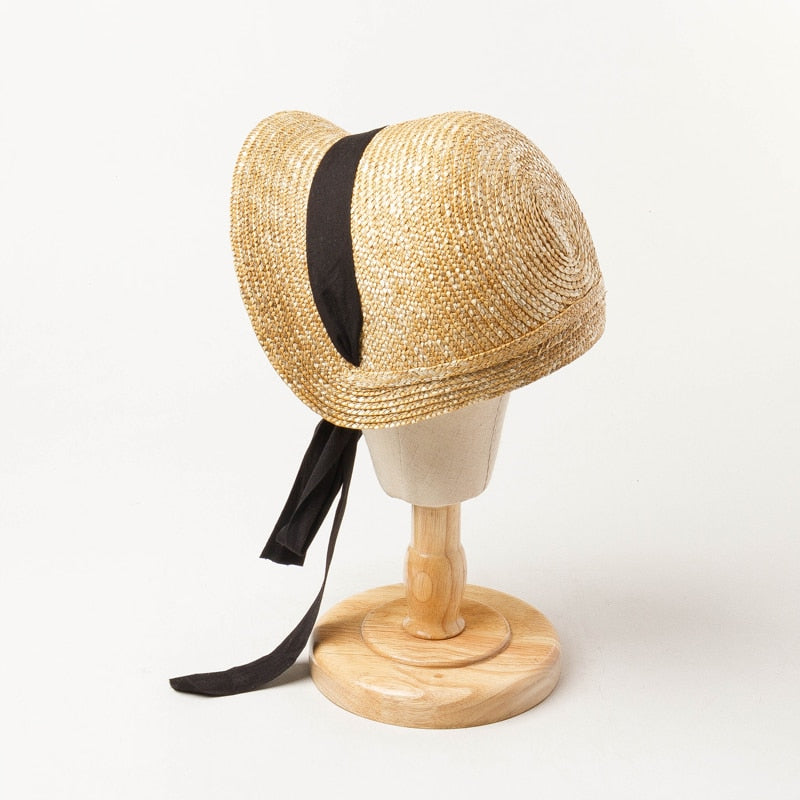 Boho Hat, Kid Hat, Sun Hat, Little Girl Hat, Charlotte Black Ribbon