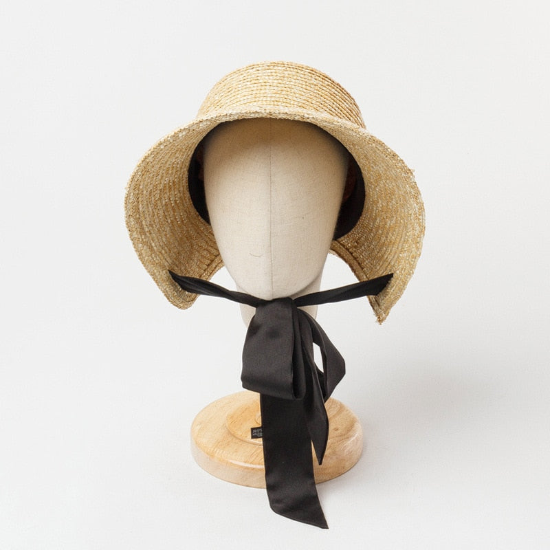 Boho Hat, Kid Hat, Sun Hat, Little Girl Hat, Charlotte Black Ribbon