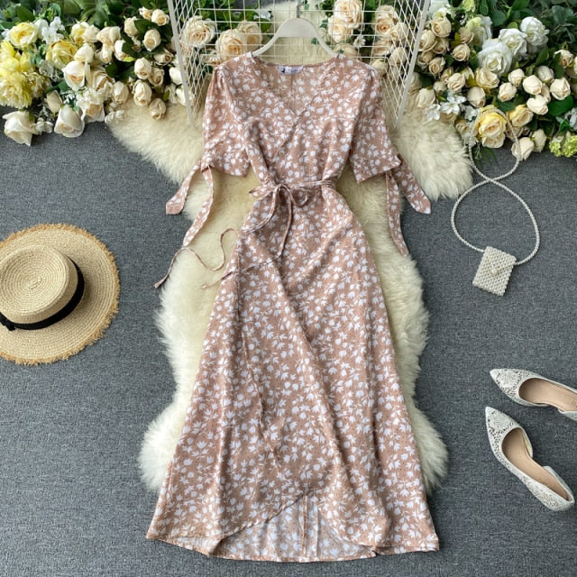 Vintage Dress, Boho Midi Dress, Dress, Wrap Dress, Flower Child Iris Purple