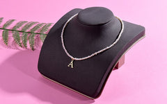 Boho Personalized Custom Necklace, Pearl Choker, Gold Letter Name
