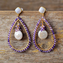 Boho Earrings, Dangle Earrings, Pearl Blue Amazonite, Live Different