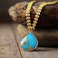 Boho Necklace, Jasper and Gold Chain