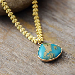 Boho Necklace, Jasper and Gold Chain