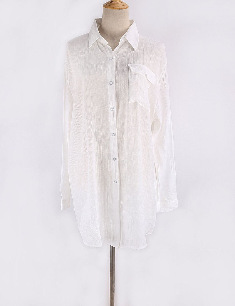 Boho Boho Mini Dress, Beach Dress, Cover up Dress, White Shirt Dress Elena