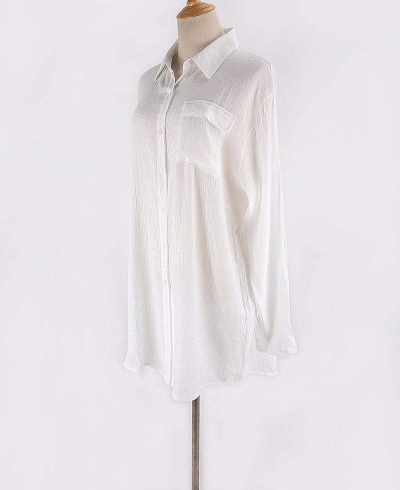 Boho Boho Mini Dress, Beach Dress, Cover up Dress, White Shirt Dress Elena