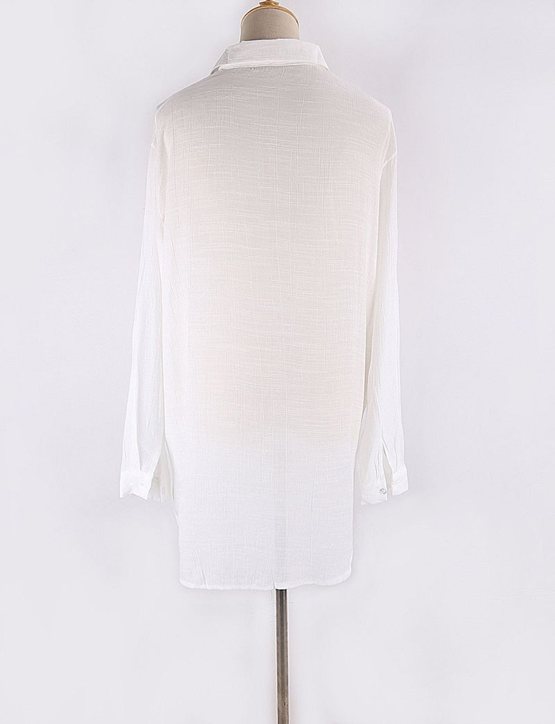 Boho Boho Mini Dress, Beach Dress, Cover up Dress, White Shirt Dress Elena